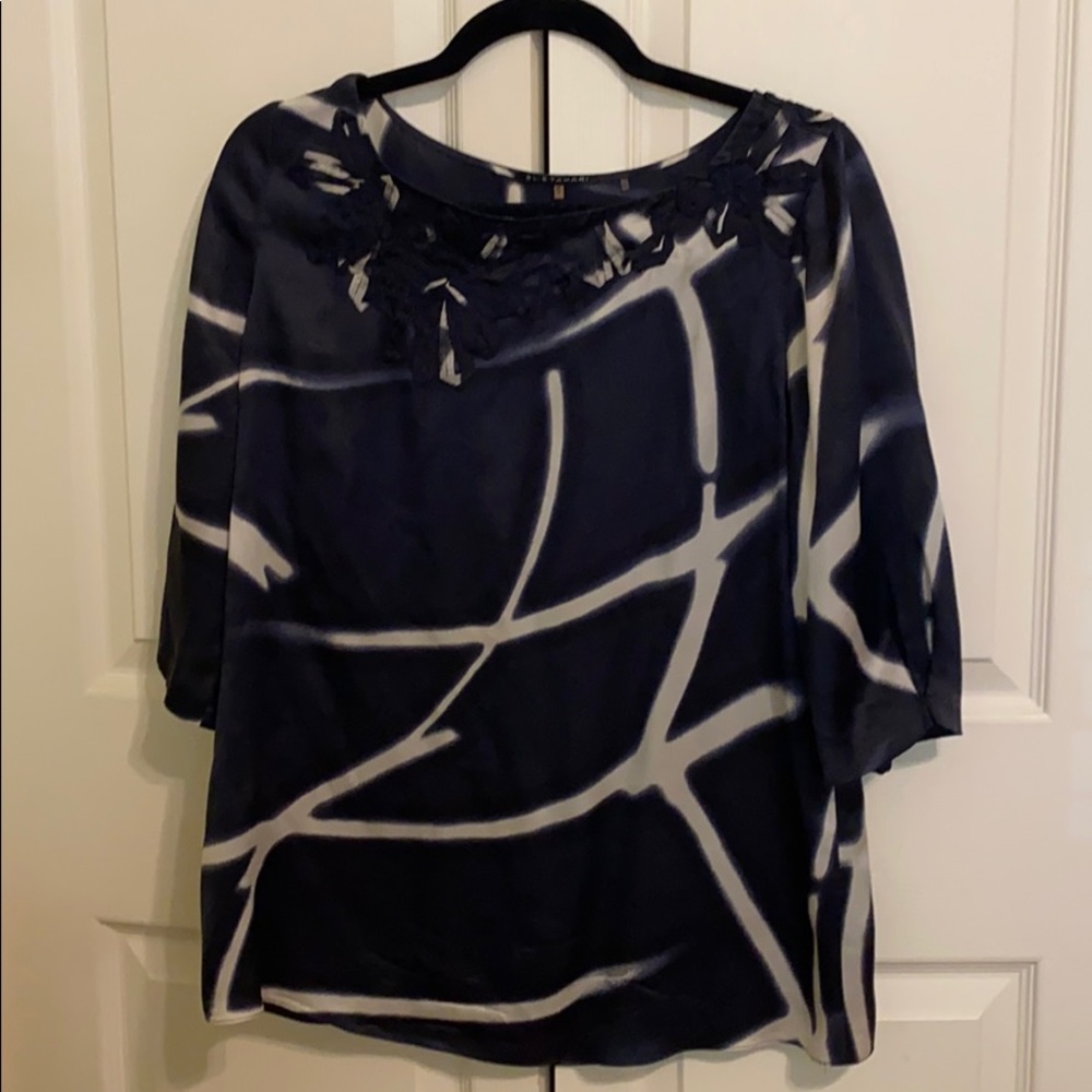 Silk Elie Tahari blouse - blue and white